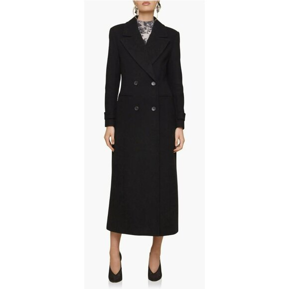 Avec Les Filles Navy Double-Breasted Long Coat Size Small Wool Blend NWT - Picture 2 of 8